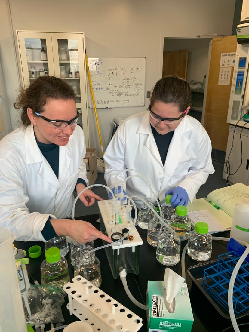 Natalia working at Auburn University GC-IRMS system